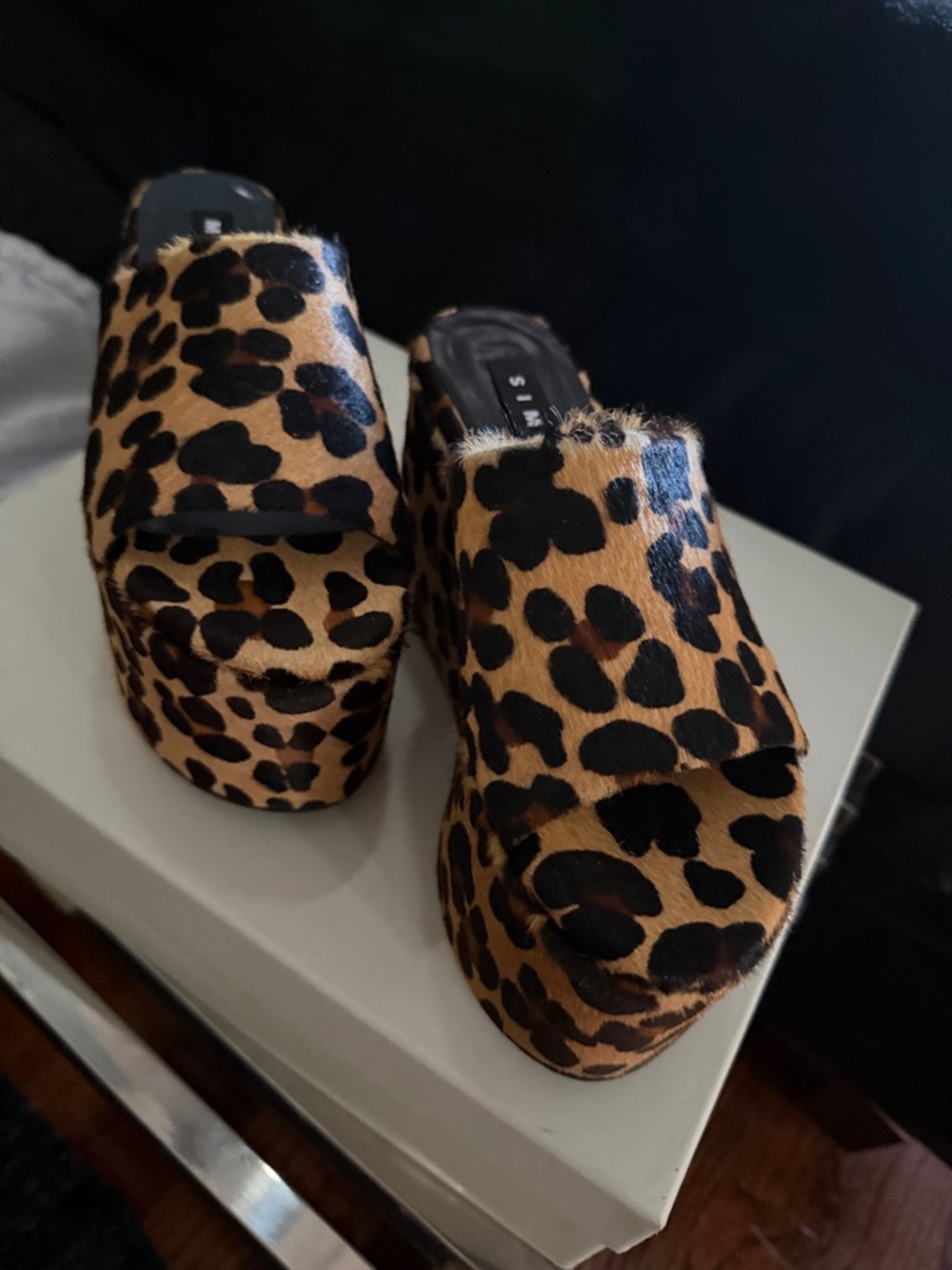 Simon Miller Leopard-Print Platform Slide Sandals in Tan and Black. Brand new - Picture 3 of 8